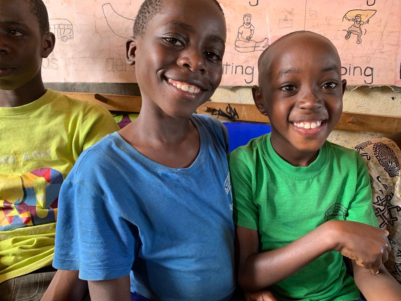 Two children smiling